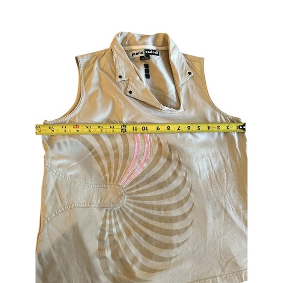 Jamie Sadock Women's Golf Shirt Size Medium Stretch 100% Cotton Embroidered Tank - Picture 6 of 8